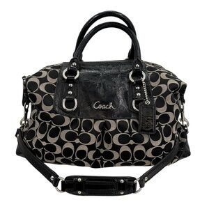 Coach Ashley Signature Print Patent Leather Satchel F15440 Convertible Bag